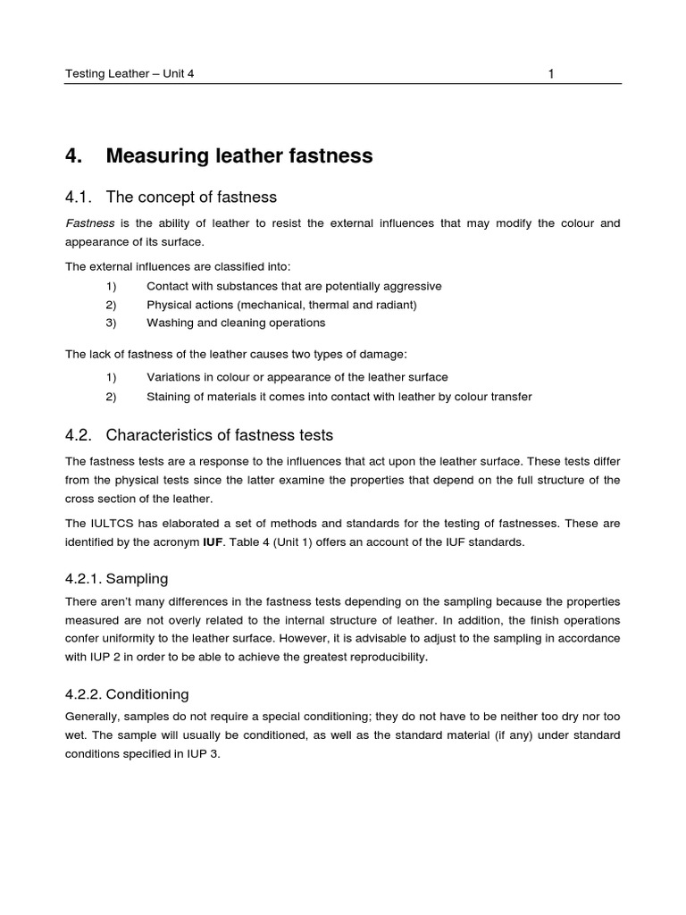 Leather Fastness Testing Methods | PDF | Ultraviolet | Leather