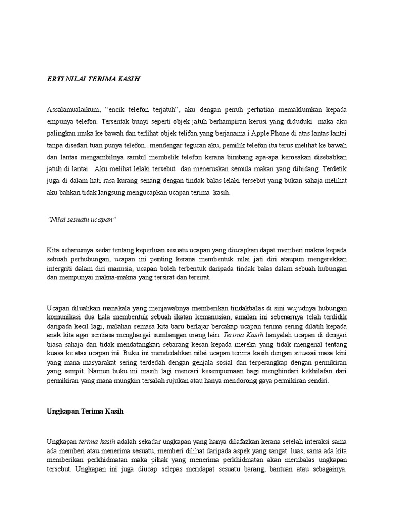 Erti Nilai Terima Kasih Pdf
