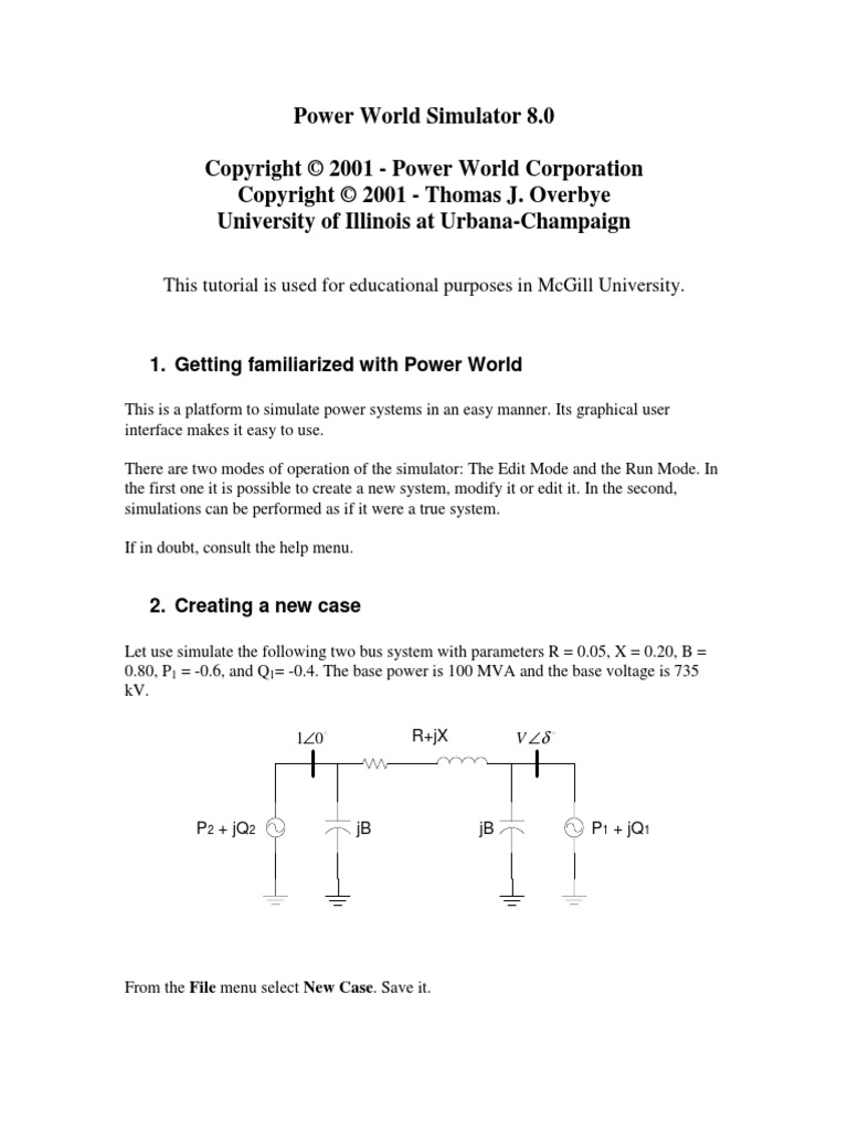 Power World Simulator 8 Tutorial | PDF | System Software | Electrical ...