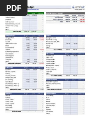 Monthly Household Budget