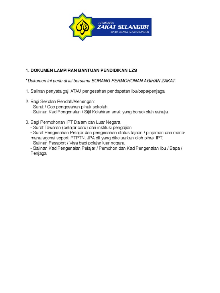 Borang Zakat Selangor Arahan Lampiran Pdf
