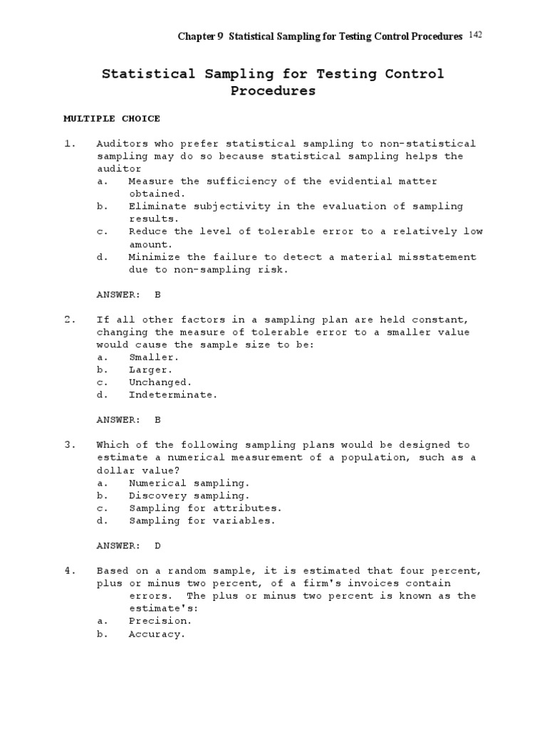 Statistical Sampling in Control Testing | PDF | Statistics | Sampling ...