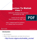 Introduction To Matlab: Class 1