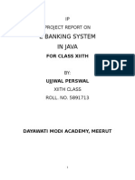 E Banking System in Java: IP Project Report On