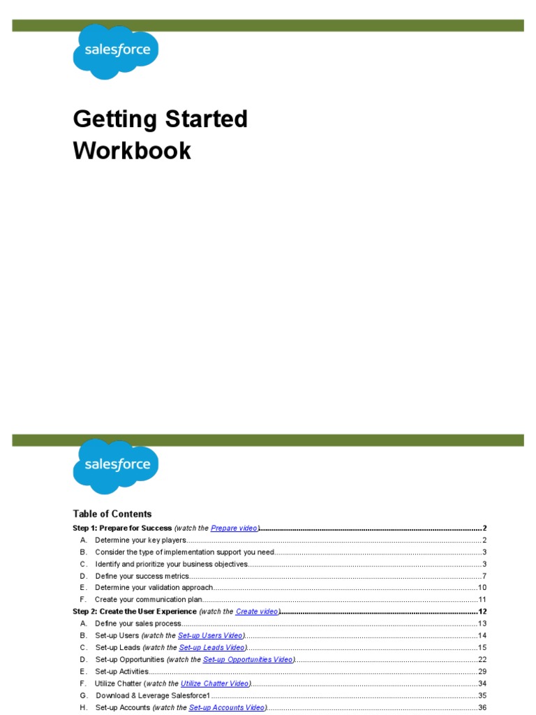 Getting Started Workbook | PDF | Salesforce.Com | Sales