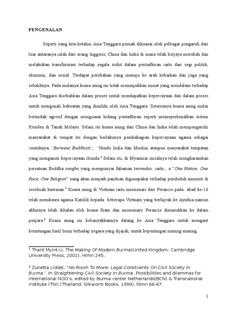 Kesan Kemasukan Pengaruh Luar Ke Dalam Masyarakat Di Asia Tenggara Pdf