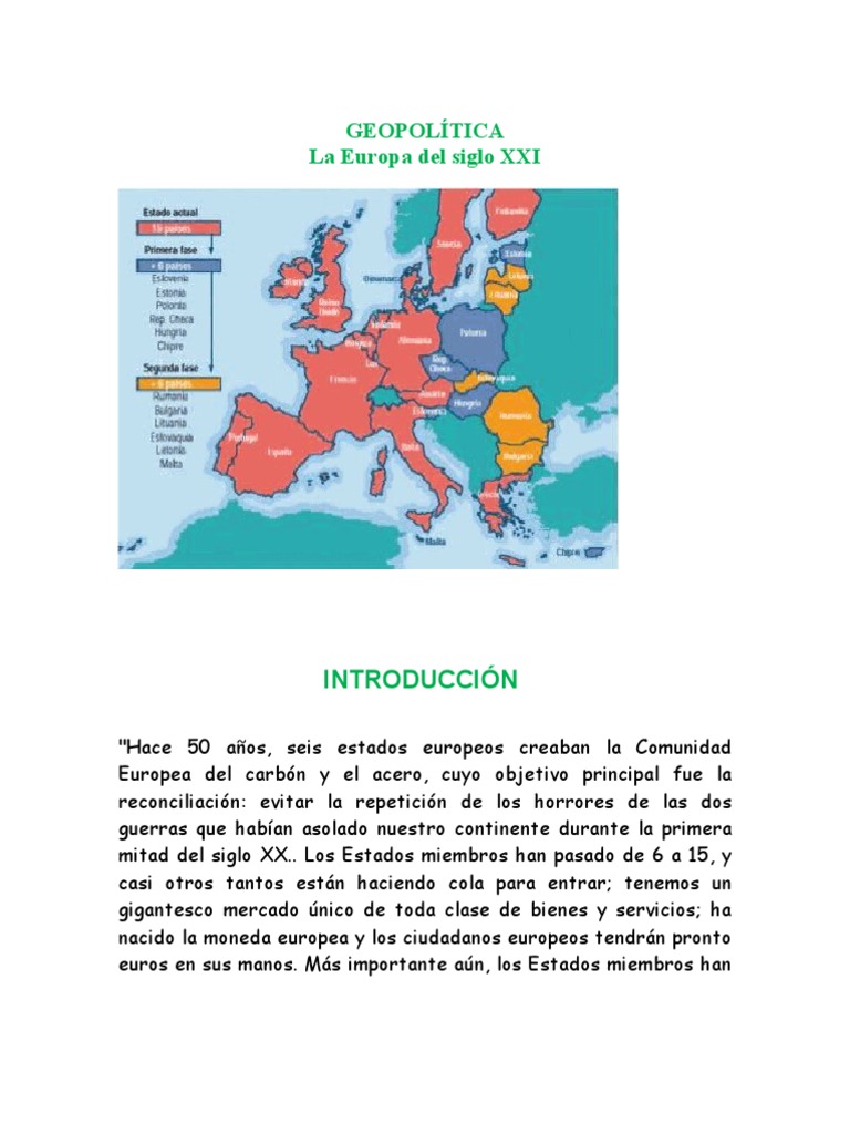 GeopolÍtica La Europa Del Siglo Xxi | PDF | Estado miembro de la Unión ...
