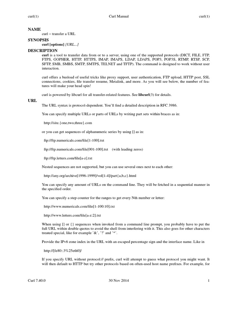 Curl PDF File Transfer Protocol Transport Layer Security