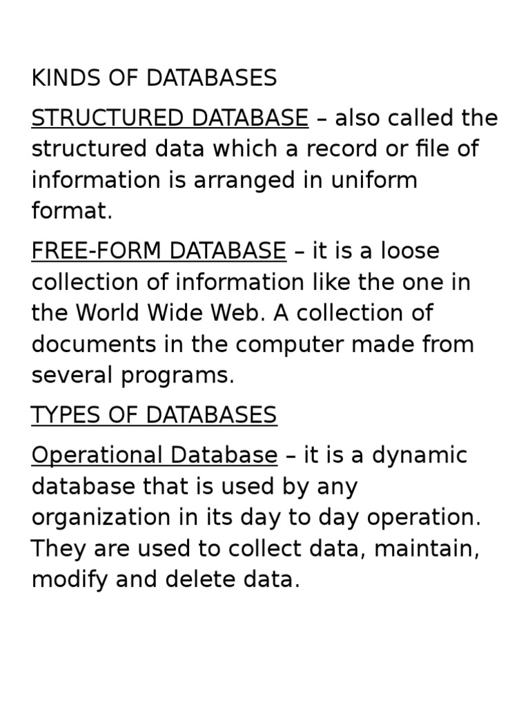 Types of Databases and Their Uses | PDF | Relational Database | Databases