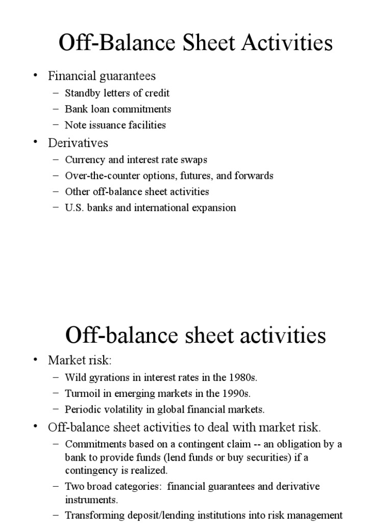 Off-Balance Sheet Activities in Banking | PDF | Swap (Finance ...