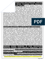 Prevention of Food Adulteration; Hygienic Food Preparations ..Banning Working Women from Food Processing Industry During Menstrual Days