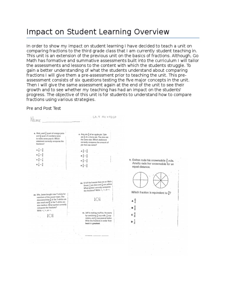 Impact On Student Learning Overview | PDF | Fraction (Mathematics ...