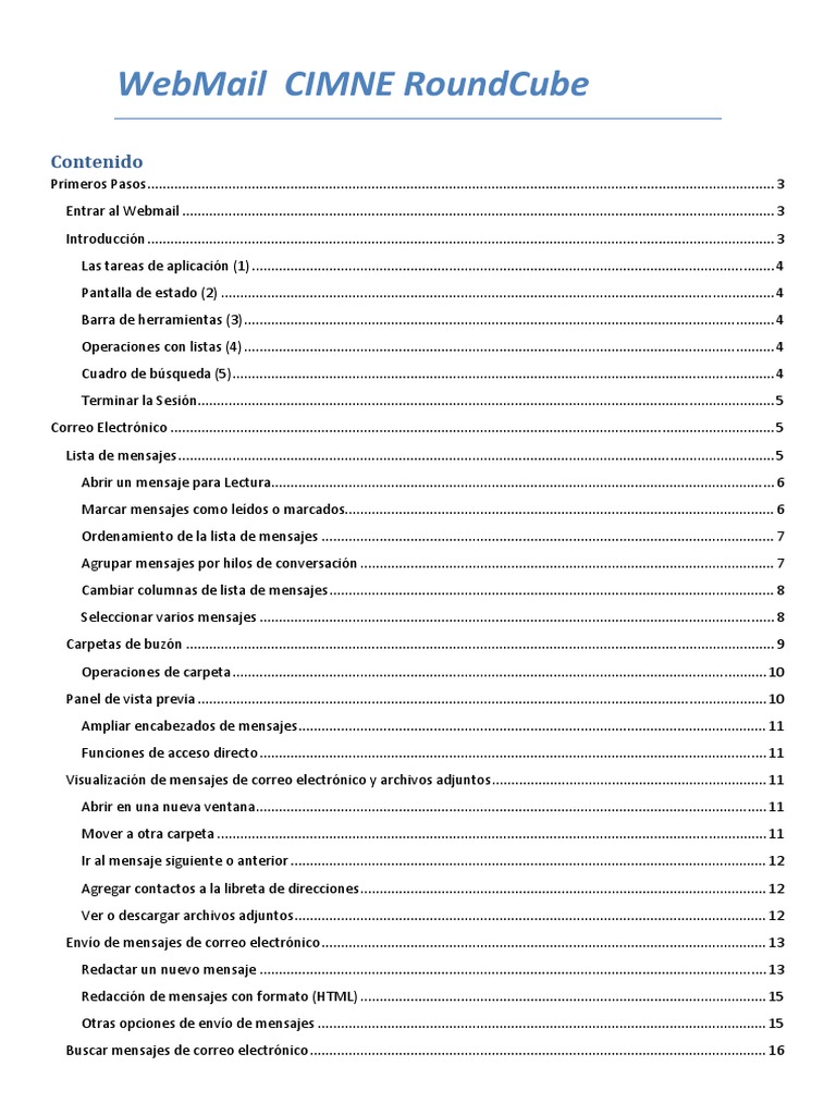 Guía Completa de WebMail CIMNE RoundCube | PDF | HTML | Áreas de ...