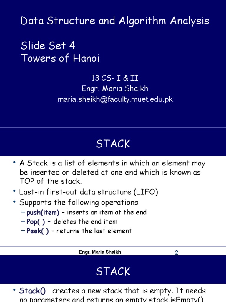 APPLLICATIONS OF STACK-Tower of Hanoi | PDF | Algorithms And Data ...