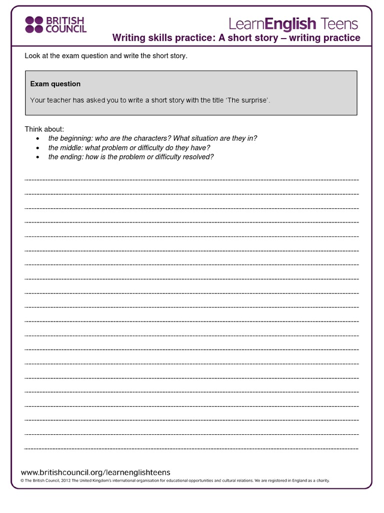 A Short Story - Writing Practice  PDF