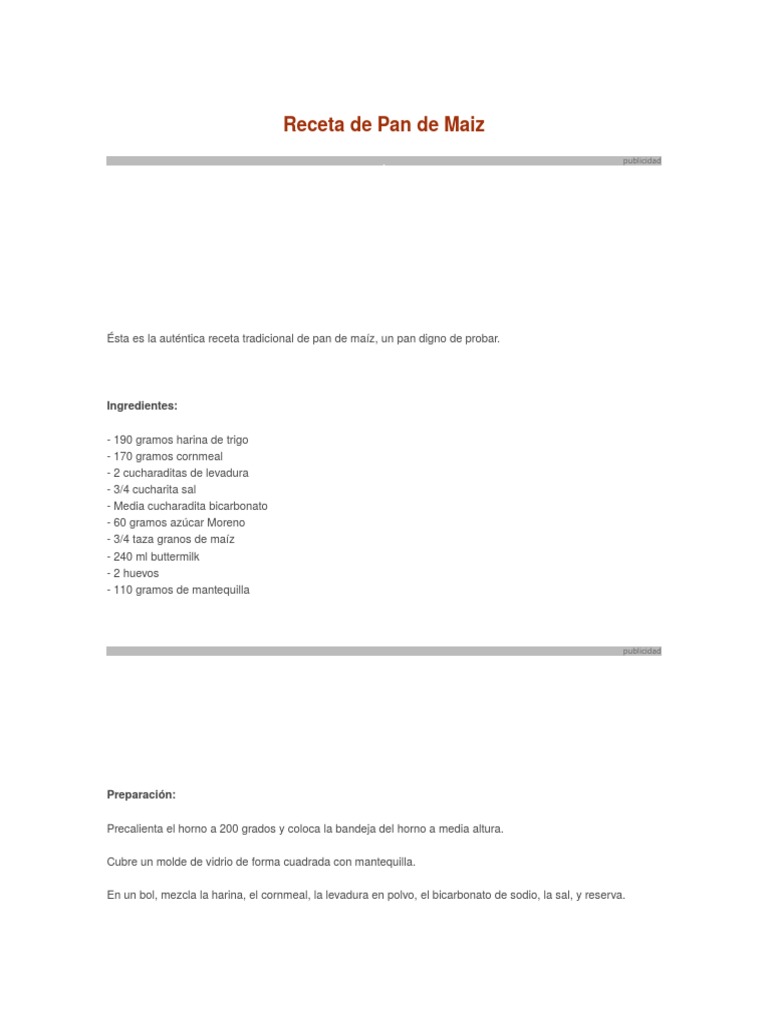 De Receta Maiz Pan Colombiana