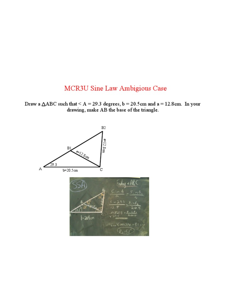 MCR3U Sine Law Ambigious Case | PDF | Science & Mathematics