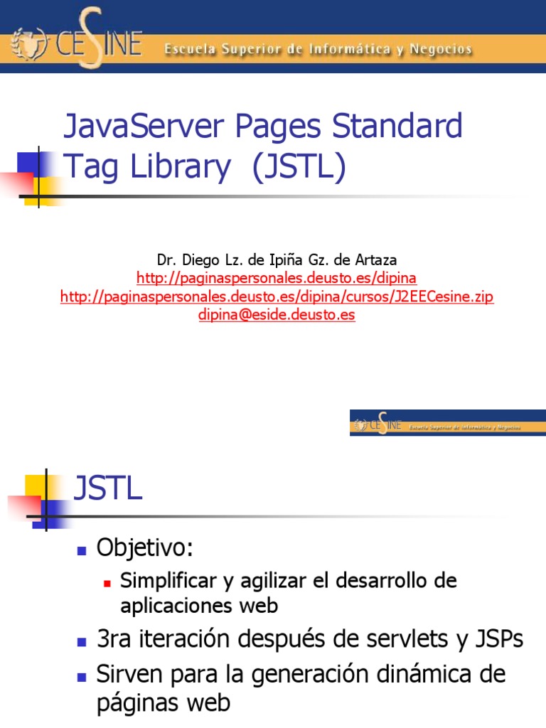 JavaServer Pages Standard Tag Library (JSTL) Páginas del servidor