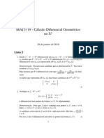 Lista 2 - MAT5719 - Cálculo Diferencial Geométrico No RN