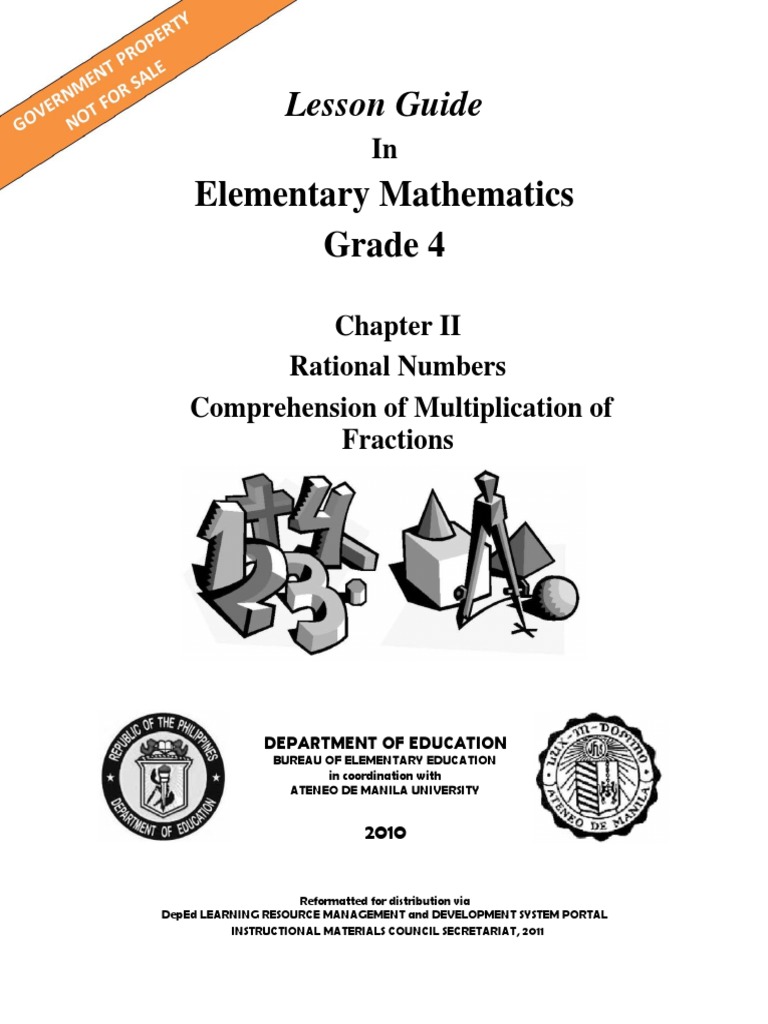 Lesson Guide 4 - Book 10 - Comprehension of Multiplication of Fractions ...