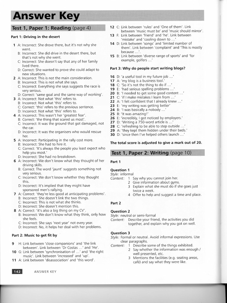 Fast Track To Fce Tests Answer Keys