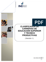 CLASIFICADOR DE CARRERAS DE EDUCACIÓN SUPERIOR Y TECNICO PRODUCTIVAS