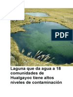 Laguna Que Da Agua A 18 Comunidades de Hualgayoc Tiene Altos Niveles de Contaminación y No Es Apta para El Consumo Humano