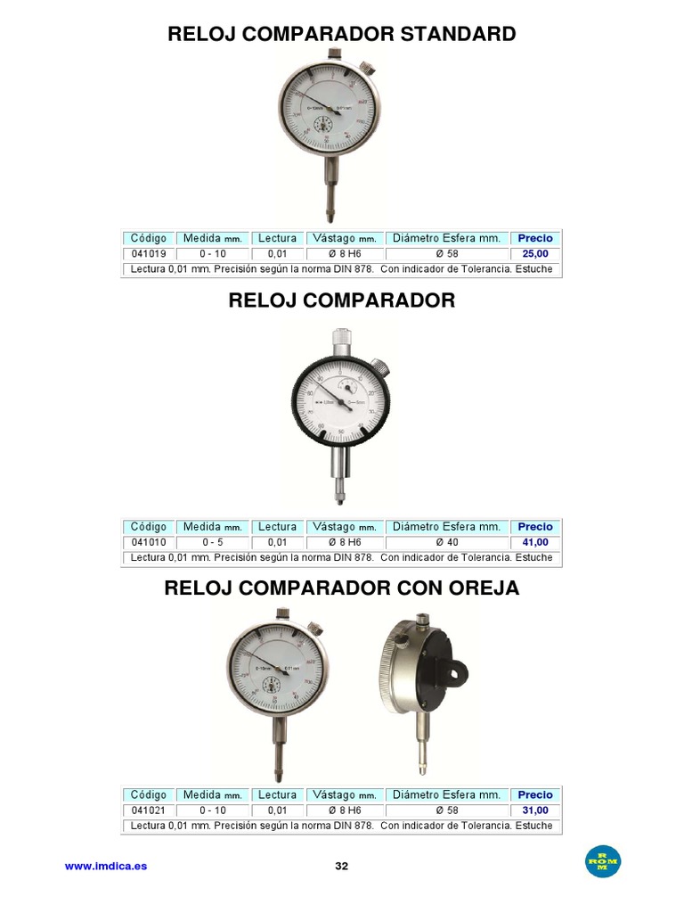 MEDID - Reloj comparador MEDID 0,01 mm