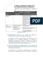 Contenidos para El Examen de Grado de La Carrera de Administración de Empresas