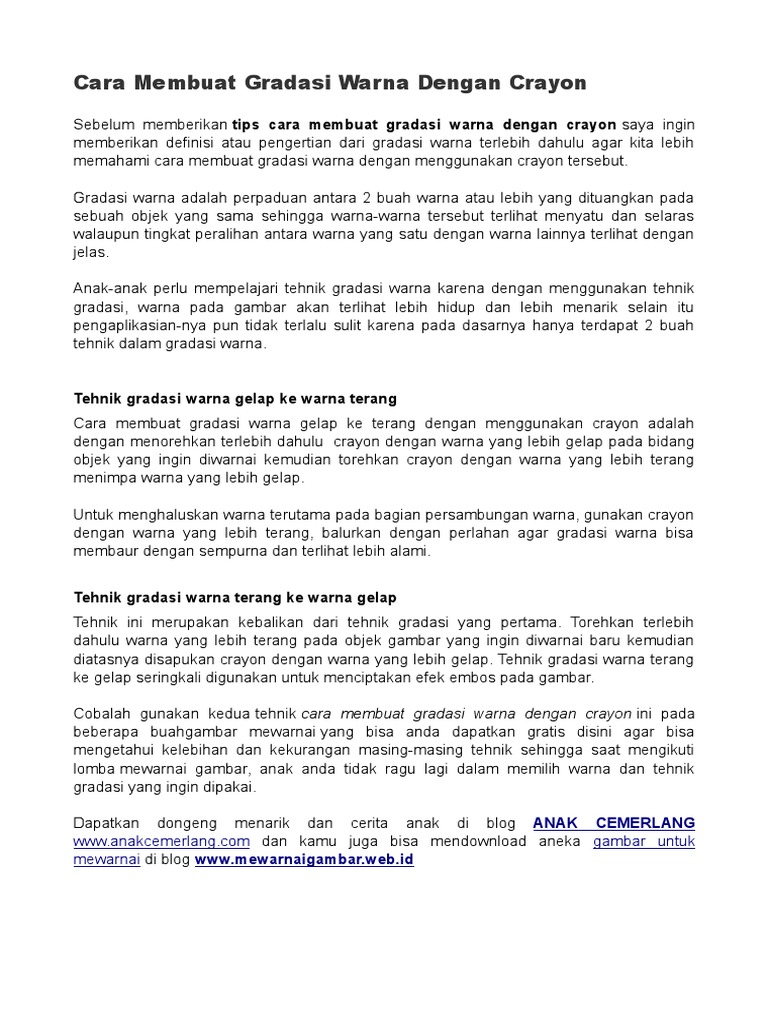 Cara Membuat Gradasi Warna Dengan Crayon