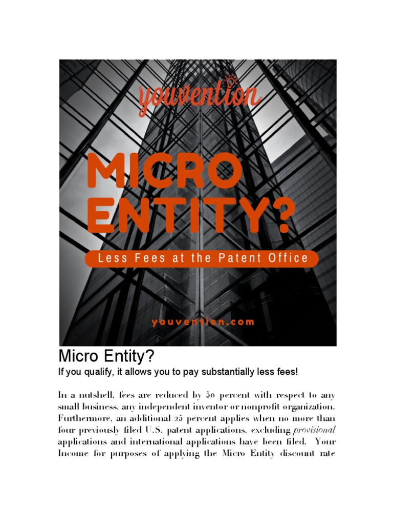 Micro Entity Patent Fee Discounts | PDF