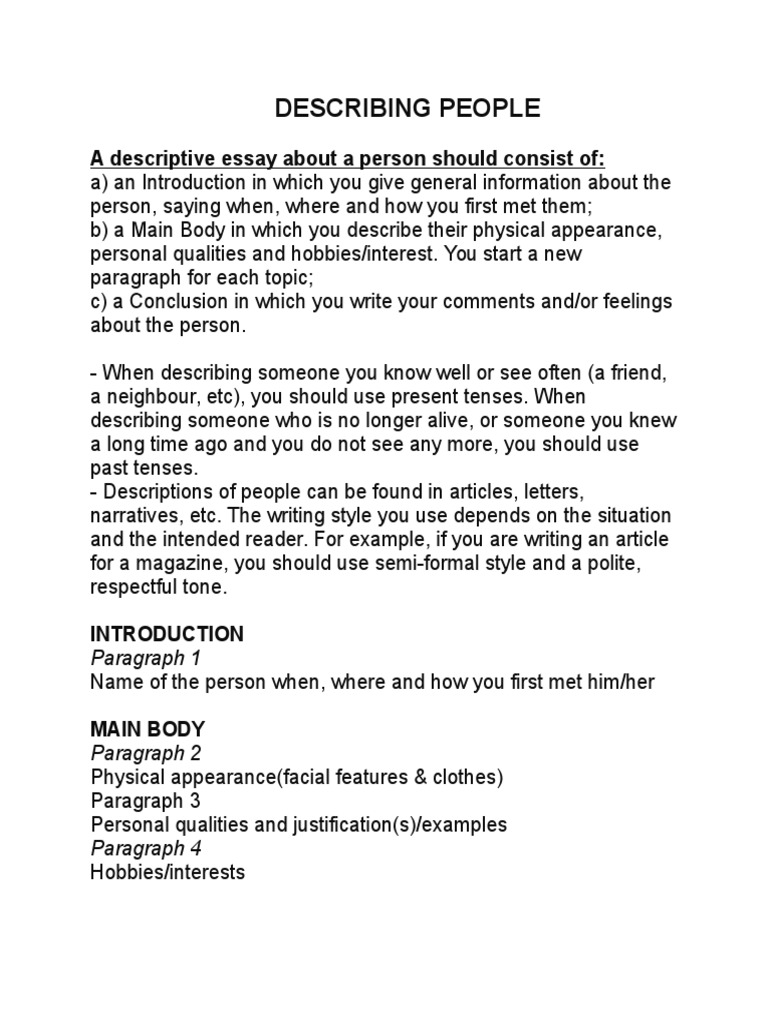 Describing People  PDF