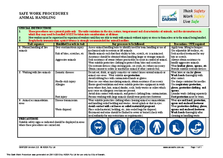 Animal Handling PDF PDF Personal Protective Equipment Glove