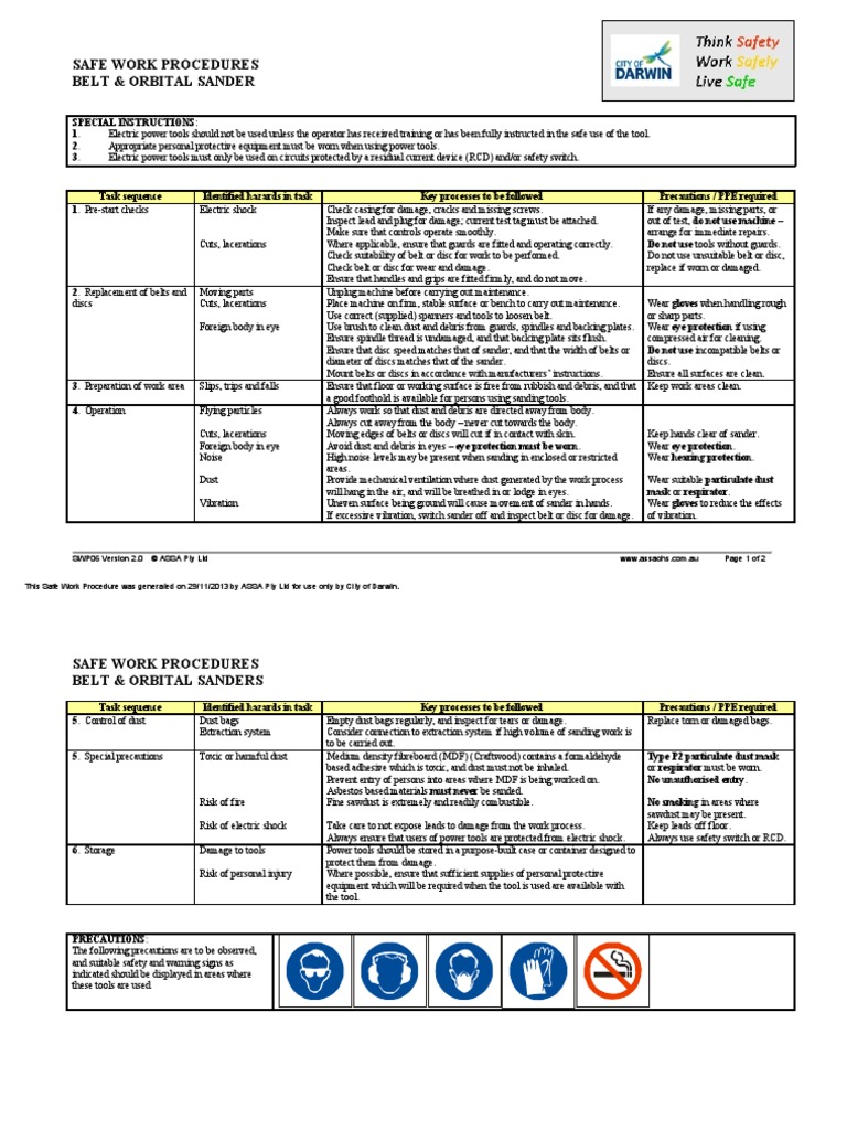 Belt & Orbital Sander.PDF Personal Protective Equipment Equipment