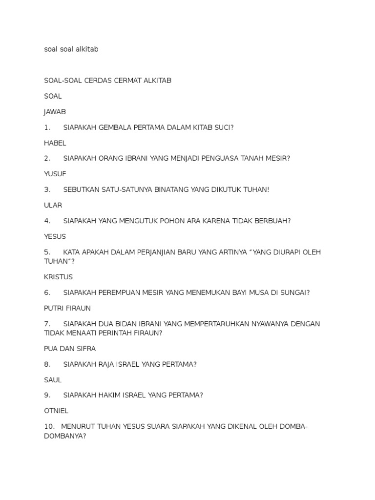 Soal Soal Alkitab PDF
