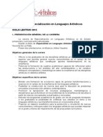 Esp. Lenguajes Artisticos, Material Informativo, Inscripción La Plata 2015