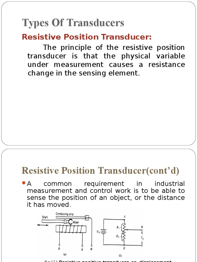 Types of Transducers Resistive Position Transducer PDF Electrical