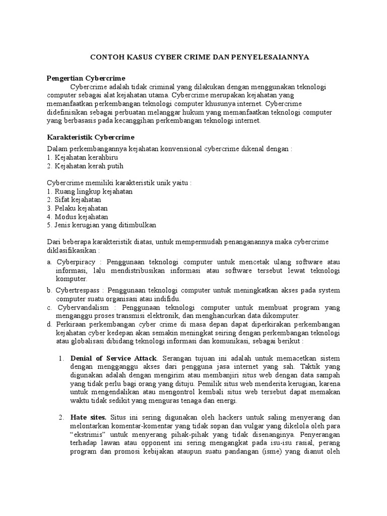 Contoh Kasus Cyber Crime di Indonesia | PDF
