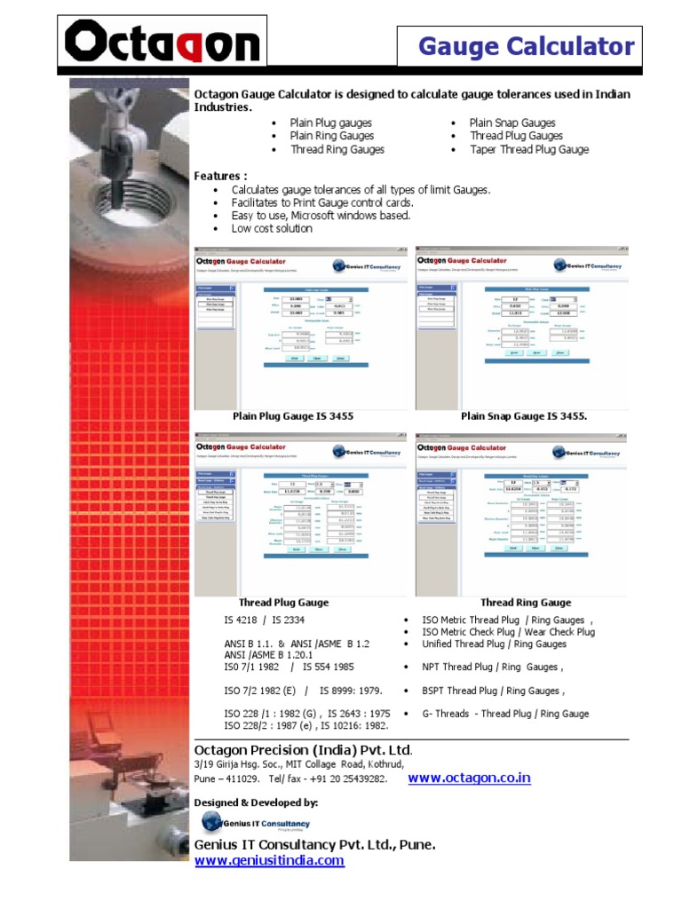 Octagon Gauge Tolerance Calculator | PDF | Technology & Engineering