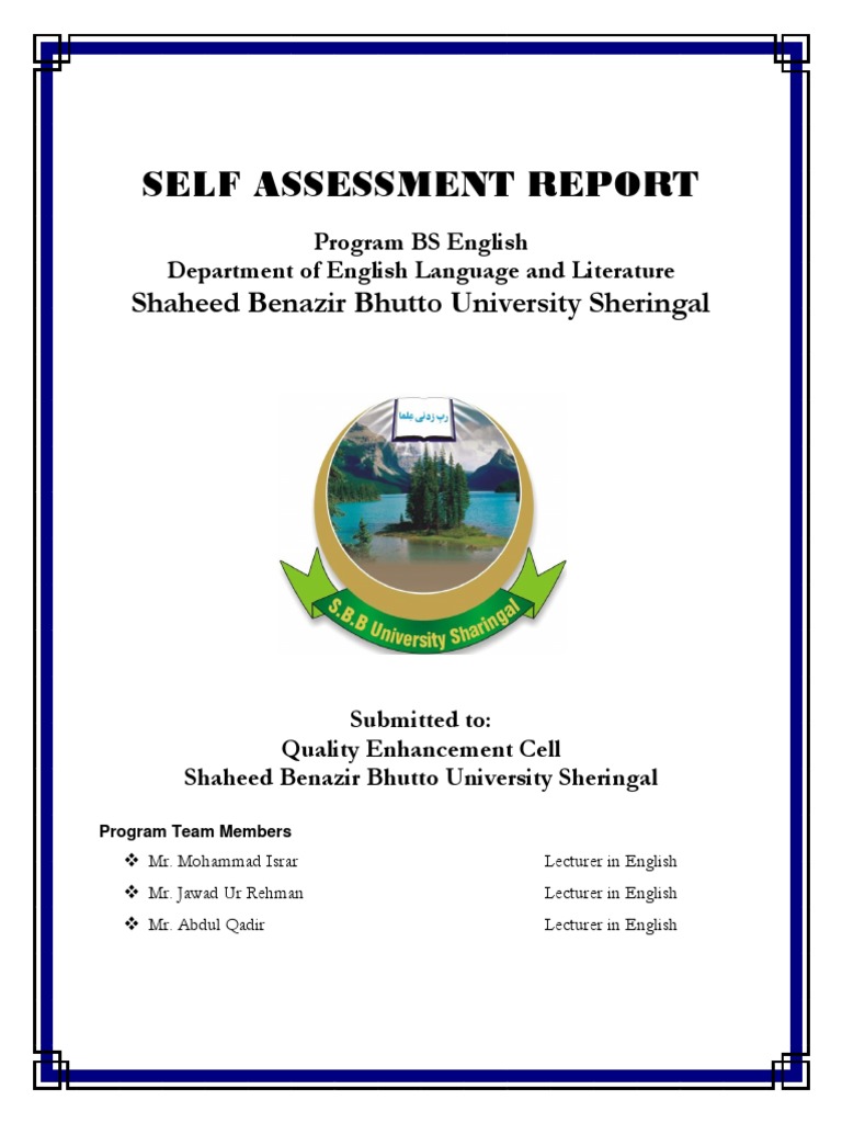 Self Assessment Report English Curriculum