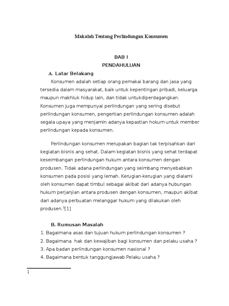 Makalah Tentang Perlindungan Konsumen Docx