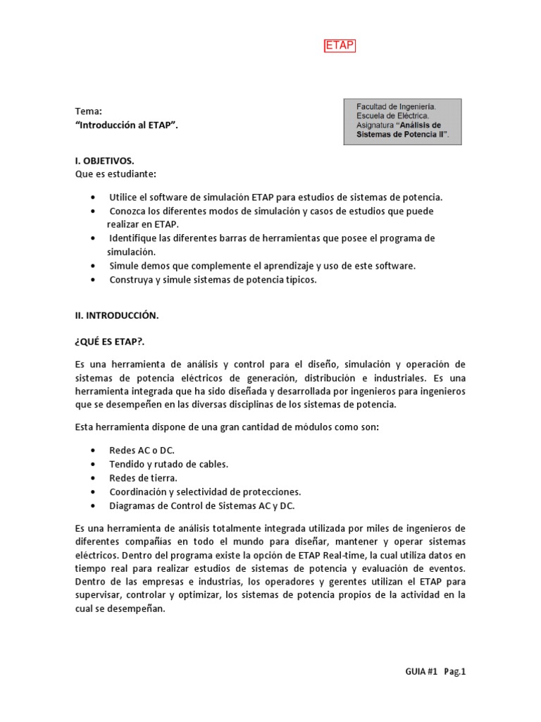 Introducción al Software ETAP | PDF | Simulación | Software