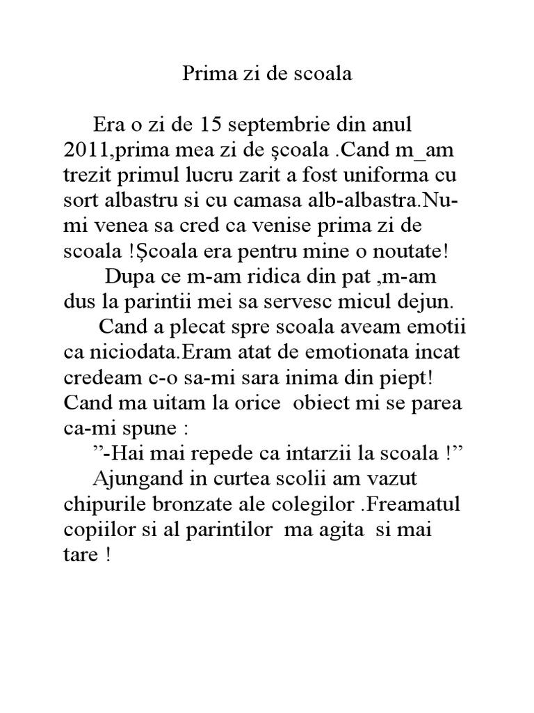 Compunere Prima Zi De ?coal?