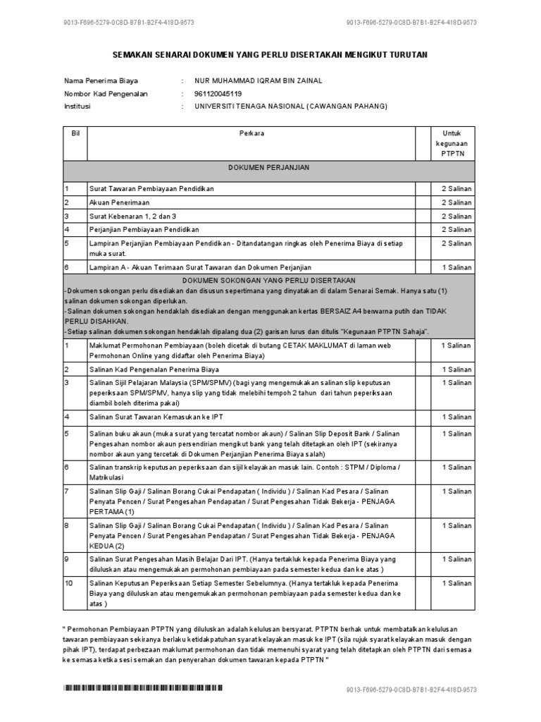 Semakan Senarai Dokumen Yang Perlu Disertakan Mengikut Turutan Pdf