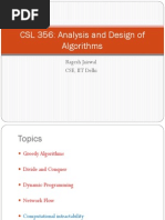 CSL 356: Analysis and Design of Algorithms: Ragesh Jaiswal CSE, IIT Delhi