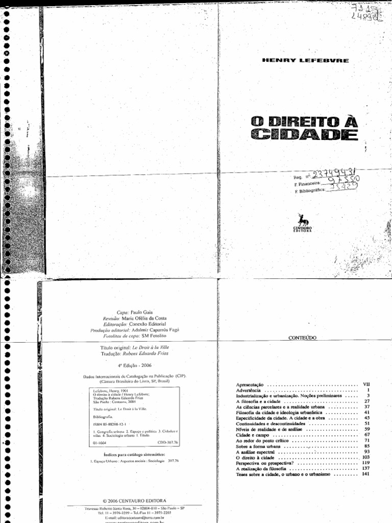 Lefebvre, Henry O Direito A Cidade PDF PDF