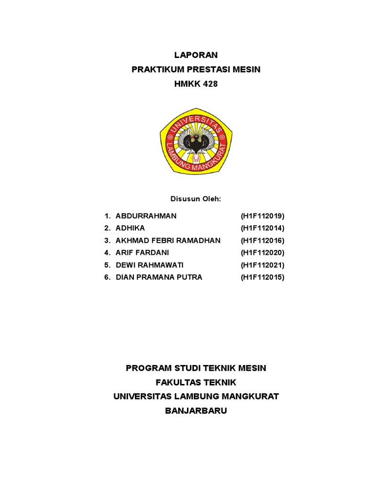 Laporan Praktikum Prestasi Mesin