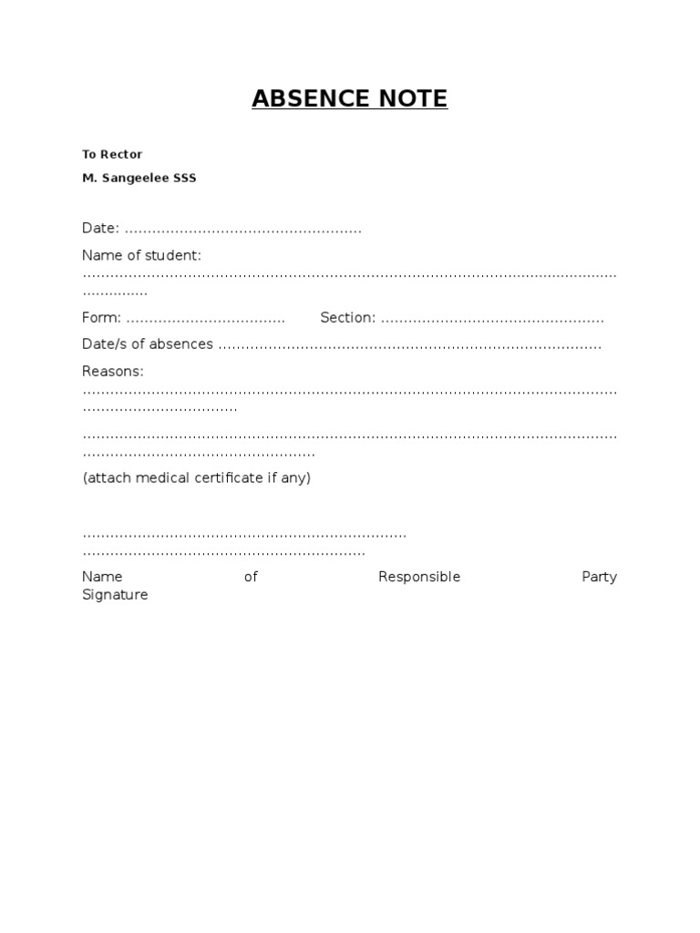 Student Absence Form | PDF