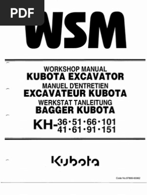 Kubota KH Series Excavator Workshop Manual | PDF