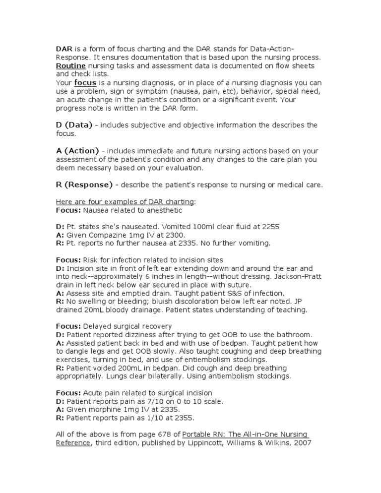DAR is a Form of Focus Charting
